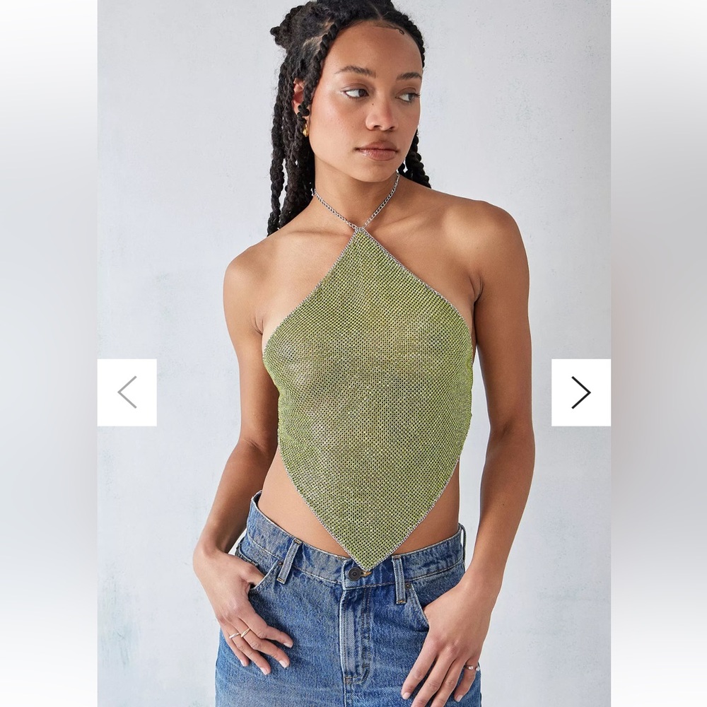 UO Green Kennedy Diamante Halterneck Cami